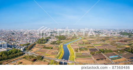 鳥瞰“ Sa玉縣” Minuma稻田春天 87368486