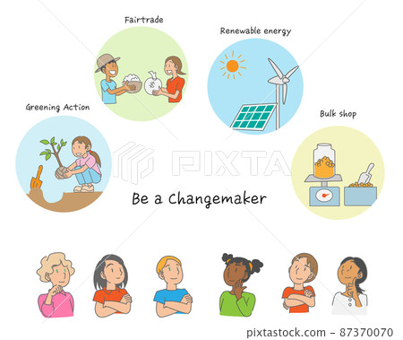 Children around the world thinking about ways to improve the future 87370070