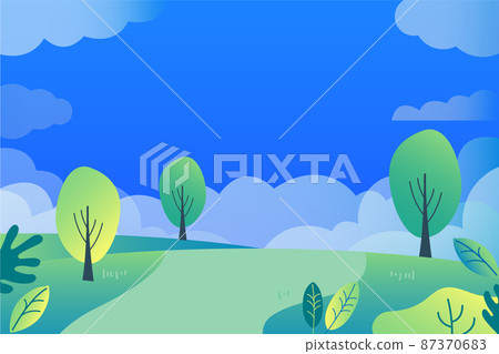 Vector illustration material of green hill, blue sky, landscape Vector illustration material of green hill, blue sky, landscape 87370683