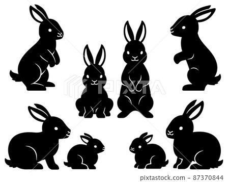 Rabbit silhouette illustration set Rabbit silhouette illustration set 87370844
