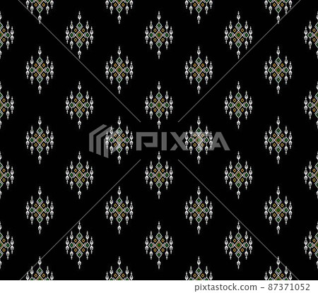 Geometric ethnic oriental seamless pattern traditional Design for background,carpet,wallpaper.clothing,wrapping,Batik fabric,Vector illustration.embroidery style - Sadu, sadou, sadow or sado 87371052