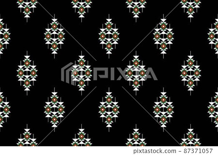 Geometric ethnic oriental seamless pattern traditional Design for background,carpet,wallpaper.clothing,wrapping,Batik fabric,Vector illustration.embroidery style - Sadu, sadou, sadow or sado 87371057