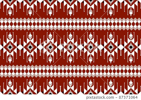 Geometric ethnic oriental seamless pattern traditional Design for background,carpet,wallpaper.clothing,wrapping,Batik fabric,Vector illustration.embroidery style - Sadu, sadou, sadow or sado 87371064