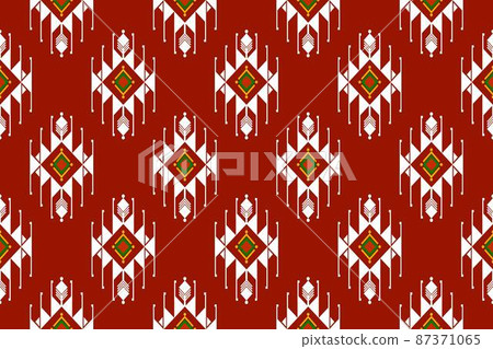Geometric ethnic oriental seamless pattern traditional Design for background,carpet,wallpaper.clothing,wrapping,Batik fabric,Vector illustration.embroidery style - Sadu, sadou, sadow or sado 87371065
