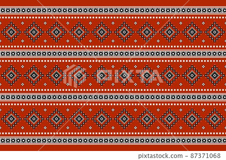 Geometric ethnic oriental seamless pattern traditional Design for background,carpet,wallpaper.clothing,wrapping,Batik fabric,Vector illustration.embroidery style - Sadu, sadou, sadow or sado 87371068