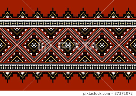 Geometric ethnic oriental seamless pattern traditional Design for background,carpet,wallpaper.clothing,wrapping,Batik fabric,Vector illustration.embroidery style - Sadu, sadou, sadow or sado 87371072