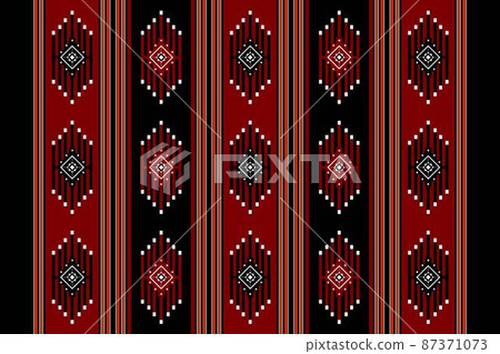 Geometric ethnic oriental seamless pattern traditional Design for background,carpet,wallpaper.clothing,wrapping,Batik fabric,Vector illustration.embroidery style - Sadu, sadou, sadow or sado 87371073