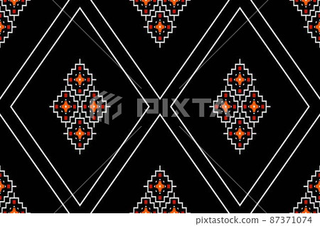 Geometric ethnic oriental seamless pattern traditional Design for background,carpet,wallpaper.clothing,wrapping,Batik fabric,Vector illustration.embroidery style - Sadu, sadou, sadow or sado 87371074