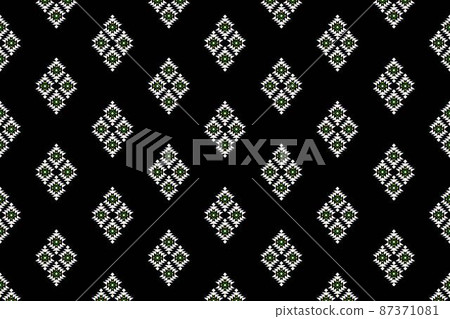 Geometric ethnic oriental seamless pattern traditional Design for background,carpet,wallpaper.clothing,wrapping,Batik fabric,Vector illustration.embroidery style - Sadu, sadou, sadow or sado 87371081