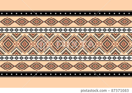 Geometric ethnic oriental seamless pattern traditional Design for background,carpet,wallpaper.clothing,wrapping,Batik fabric,Vector illustration.embroidery style - Sadu, sadou, sadow or sado 87371083