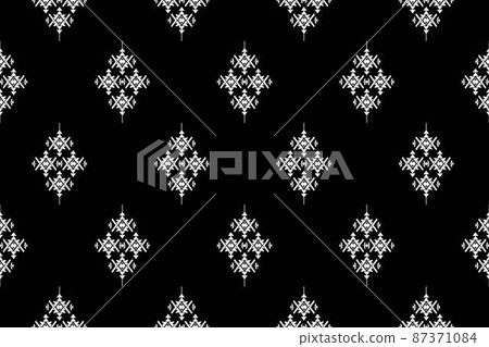 Geometric ethnic oriental seamless pattern traditional Design for background,carpet,wallpaper.clothing,wrapping,Batik fabric,Vector illustration.embroidery style - Sadu, sadou, sadow or sado 87371084