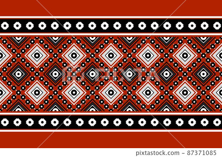 Geometric ethnic oriental seamless pattern traditional Design for background,carpet,wallpaper.clothing,wrapping,Batik fabric,Vector illustration.embroidery style - Sadu, sadou, sadow or sado 87371085