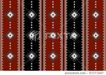 Geometric ethnic oriental seamless pattern traditional Design for background,carpet,wallpaper.clothing,wrapping,Batik fabric,Vector illustration.embroidery style - Sadu, sadou, sadow or sado 87371087