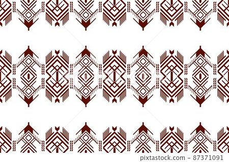 Geometric ethnic oriental seamless pattern traditional Design for background,carpet,wallpaper.clothing,wrapping,Batik fabric,Vector illustration.embroidery style - Sadu, sadou, sadow or sado 87371091