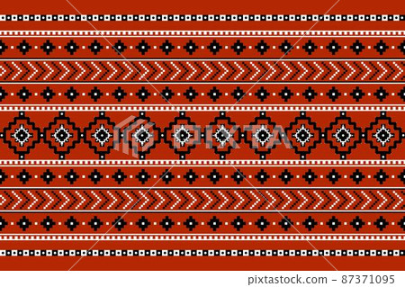 Geometric ethnic oriental seamless pattern traditional Design for background,carpet,wallpaper.clothing,wrapping,Batik fabric,Vector illustration.embroidery style - Sadu, sadou, sadow or sado 87371095