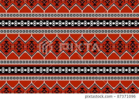 Geometric ethnic oriental seamless pattern traditional Design for background,carpet,wallpaper.clothing,wrapping,Batik fabric,Vector illustration.embroidery style - Sadu, sadou, sadow or sado 87371096