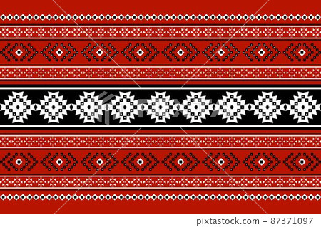 Geometric ethnic oriental seamless pattern traditional Design for background,carpet,wallpaper.clothing,wrapping,Batik fabric,Vector illustration.embroidery style - Sadu, sadou, sadow or sado 87371097