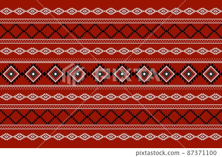 Geometric ethnic oriental seamless pattern traditional Design for background,carpet,wallpaper.clothing,wrapping,Batik fabric,Vector illustration.embroidery style - Sadu, sadou, sadow or sado 87371100