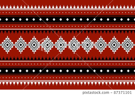 Geometric ethnic oriental seamless pattern traditional Design for background,carpet,wallpaper.clothing,wrapping,Batik fabric,Vector illustration.embroidery style - Sadu, sadou, sadow or sado 87371101