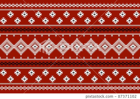 Geometric ethnic oriental seamless pattern traditional Design for background,carpet,wallpaper.clothing,wrapping,Batik fabric,Vector illustration.embroidery style - Sadu, sadou, sadow or sado 87371102