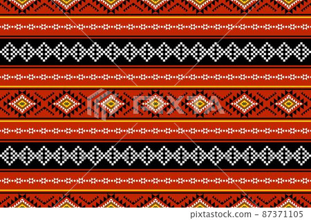 Geometric ethnic oriental seamless pattern traditional Design for background,carpet,wallpaper.clothing,wrapping,Batik fabric,Vector illustration.embroidery style - Sadu, sadou, sadow or sado 87371105