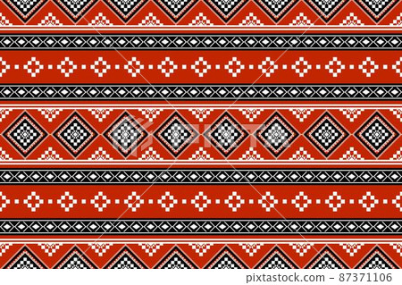 Geometric ethnic oriental seamless pattern traditional Design for background,carpet,wallpaper.clothing,wrapping,Batik fabric,Vector illustration.embroidery style - Sadu, sadou, sadow or sado 87371106