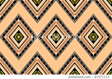 Geometric ethnic oriental seamless pattern traditional Design for background,carpet,wallpaper.clothing,wrapping,Batik fabric,Vector illustration.embroidery style - Sadu, sadou, sadow or sado 87371111