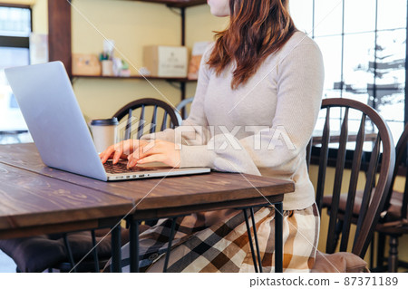 操作個人電腦的女性工作 操作個人電腦的女性工作 87371189