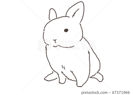 Rabbit simple line drawing illustration-single... - Stock Illustration ...