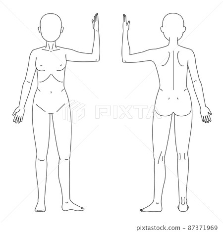 Human figure with left hand raised and left leg spread 87371969
