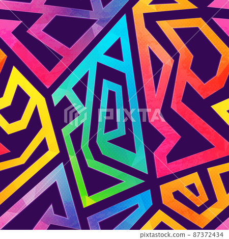 Graffiti geometric pattern wiht grunge effect Graffiti geometric pattern wiht grunge effect 87372434