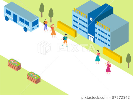 Scenery of going to and from school School 87372542