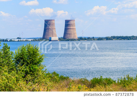 Cooling towers of Zaporizhia Nuclear Power Station in Enerhodar, Ukraine 87372878