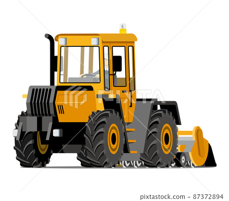 旋耕機，拖拉機，前面，插圖 87372894