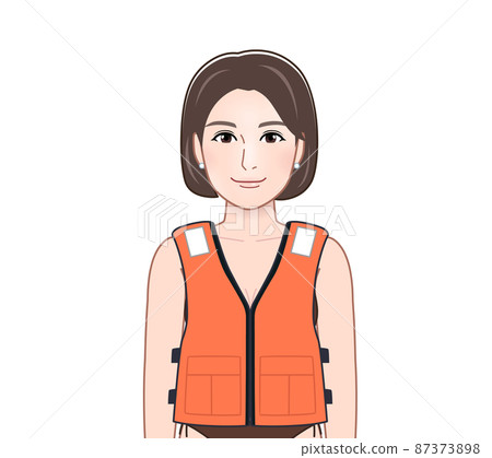 Young woman in a life jacket Young woman in a life jacket 87373898