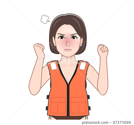 穿著救生衣的年輕女子 穿著救生衣的年輕女子 87373899