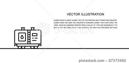 Vector oil tank, petroleum wagon with fuel one line icon. Continuous one line 87373980