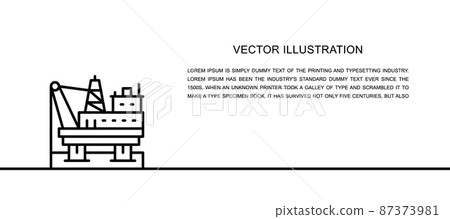 Vector oil platform in sea, fuel rig, pumping station one line icon. Continuous one line 87373981