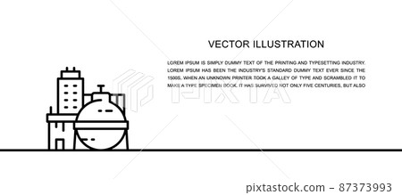 Vector oil factory, chemical plant, industrial building one line icon. Continuous one line Vector oil factory, chemical plant, industrial building one line icon. Continuous one line 87373993