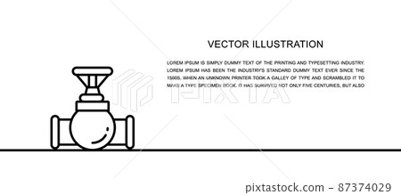 Vector valve, tap, pipe connector one line icon. Continuous one line Vector valve, tap, pipe connector one line icon. Continuous one line 87374029
