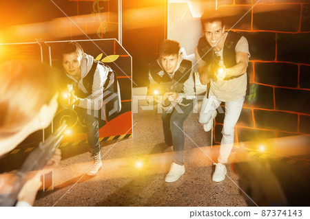 Lucky people aiming laser guns at other players Lucky people aiming laser guns at other players 87374143