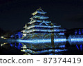 長野信州松本市燈飾松本城-水晶閃閃水鏡- 87374419