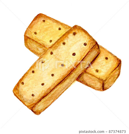 Illustration of two shortbread cookies hand-painted in watercolor 87374873