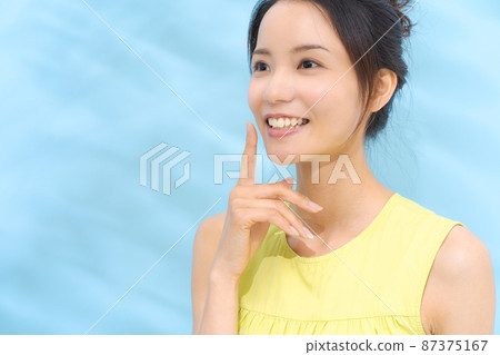 Dental care light blue background Dental care light blue background 87375167