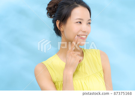 Dental care light blue background 87375168