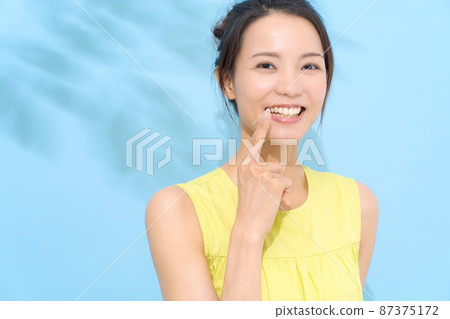 Dental care light blue background 87375172