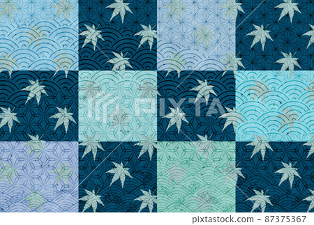 Pattern Japanese Maple Maple Japanese pattern blue background - Stock Illustration [87375367 ...