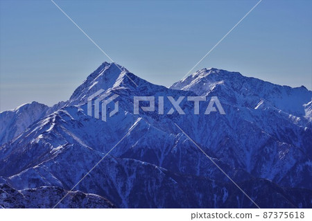 Mt. Kita and Mt. Aino from the summit of Mt. Kaikoma in winter Mt. Kita and Mt. Aino from the summit of Mt. Kaikoma in winter 87375618