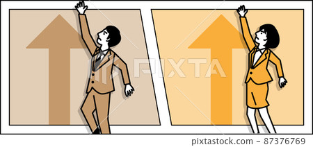 Business scene arrow and men and women Business scene arrow and men and women 87376769