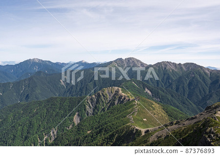 Mountains in the northern part of the Southern Alps seen from Mt. Shiomi 87376893